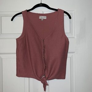 Madewell Texture and Thread button down tie tank top size Medium in rose pink
